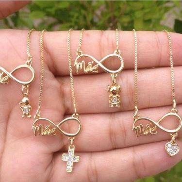 Imagem de Colar Gargantilha Canga Mãe Com Filhos Banhado A Ouro