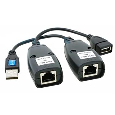 Imagem de NATEFEMIN Cabo USB 2.0 macho e fêmea para interface RJ45 Cat-5/5e/6 cabo LAN Plug & Play adaptador de rede extensor sobre repetidor conjunto acessório