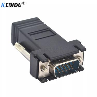 Imagem de Kebidu-Cabo Extensor de Extensão VGA  macho para Lan  Cat5  Cat5e  RJ45 para VGA Adaptador Ethernet