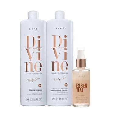 Imagem de Kit Braé Divine Shampoo Condicionador Litro e Essential Oil Blend (3 produtos)