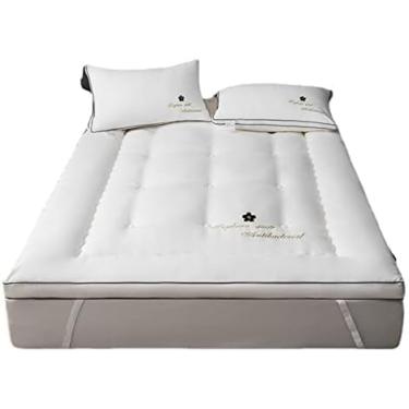 Imagem de Colchão De 3 Cm Colchão Futon De Piso Japonês Colchão De Dormir Duplo Individual Respirável Rebote Lento Almofada De Dormir Portátil Dobrável Colchão De Dormitório Estudantil,Branco,180x200cm,Stri