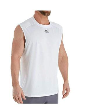 Imagem de Regata Adidas Climalite de modelagem descontraída sem manga, Branco, Small