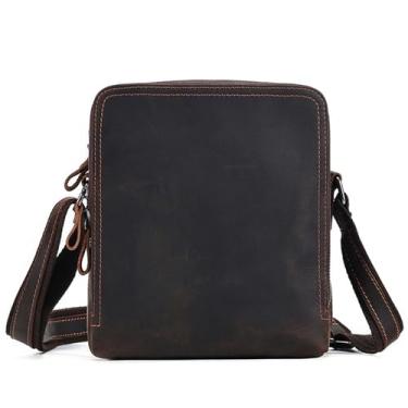 Imagem de Mochila Mensageiro em Couro Legítimo para o Peito Bolsa de Ombro Cruzada Bolsa de Negócios Casual para Homens (A)