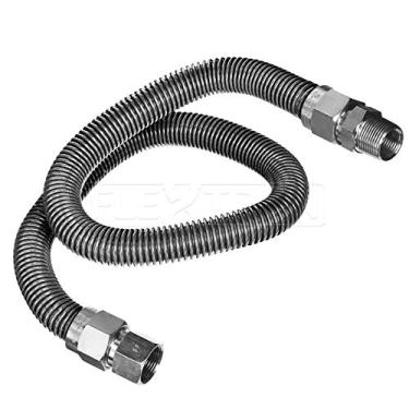 Imagem de Flextron FTGC-SS14-36F Conector de linha de gás flexível de 91,3 cm com diâmetro externo de 9,5 mm e conexões MIP de 1,2 cm FIP x 9,5 mm, conectores de aquecedor de ambiente de aço inoxidável não