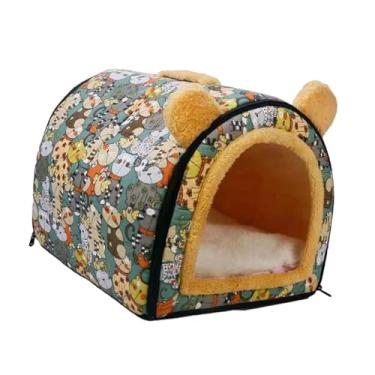 Imagem de Bothyi Casa de gato ninho de gato outono inverno interior macio canil snooze pet ninho de gato cama de gato para pomeranian chihuahua gatinho gatos cão, Verde pequeno