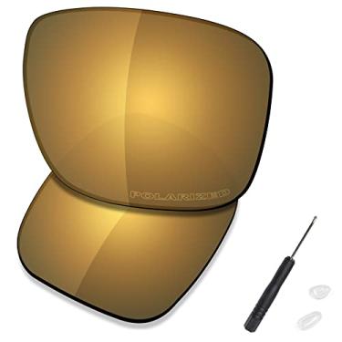 Imagem de SAUCER Lentes de substituição premium e chave de fenda H20 e peças de nariz para óculos de sol Oakley Holbrook Metal OO4123 de alta definição - Bronze dourado polarizado