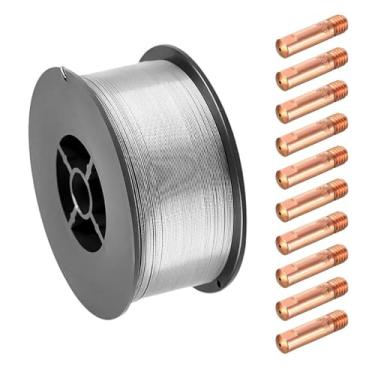 Imagem de Kit - 1 Arame Mig Uso Sem Gás 0,8mm - 1kg + 10 Bico de Contato 0,8 mm M6x25 - Galzer