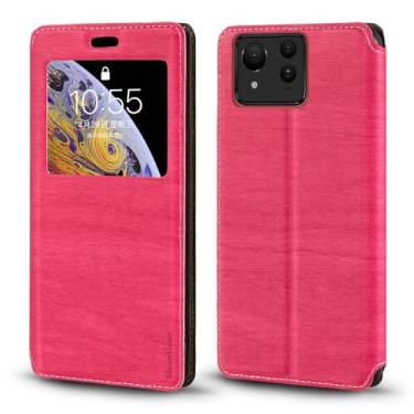 Imagem de Shantime Capa para Asus Zenfone 11 Ultra 5G, capa de couro de grão de madeira com suporte para cartão e janela, capa flip magnética para Asus Zenfone 11 Ultra 5G (6,7 polegadas) rosa