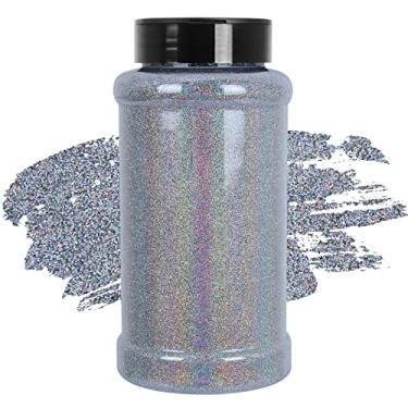 Imagem de Brilho ultrafino holográfico prateado, 473 ml, glitter fino para artesanato em resina, copos de unhas, cosméticos e decoração de festivais