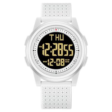 Imagem de NN BEN NEVIS Relógio para homens, relógio digital com cronômetro/contagem regressiva/alarme/tempo duplo/calendário, relógio de pulso masculino simples e minimalista ultrafino, presente para homens e mulheres, 12 - G - Branco, masculino