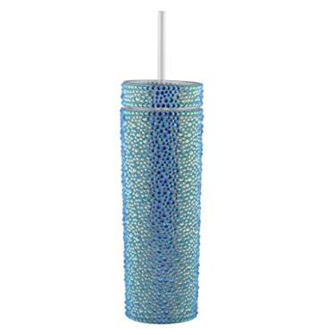 Imagem de Sparkles Home Copo Strass, strass de vidro, canudo e tampa incluídos, acrílico sem BPA, copos com isolamento glamoroso, iridescente, 473 ml, vendido individualmente
