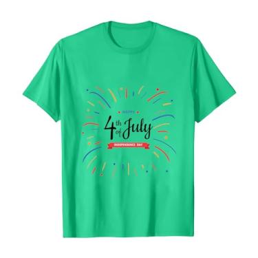 Imagem de Camiseta feminina 4th of July Stars Stripes Camisetas femininas com estampa da bandeira dos EUA e gola redonda, Verde, G