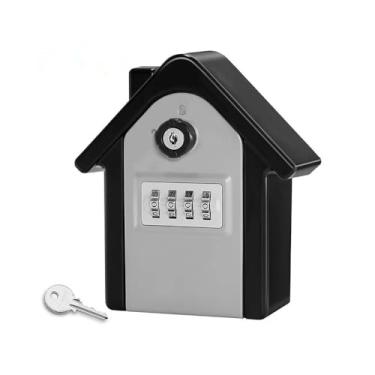 Imagem de TopHomer SAFEKey Lock Box para exterior, cofre de chave, montado na parede, combinação de 4 dígitos, caixa de armazenamento de chaves de grande capacidade com código redefinível para casa, garagem,