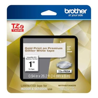 Imagem de Brother Printer Brother P-touch TZe-PR254 Fita laminada premium com glitter branco 24 mm de largura x 8 m de comprimento, TZEPR254