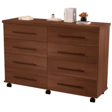Imagem de  Cômoda Jade com 8 Gavetas Corrediça Telescópica e Rodinhas