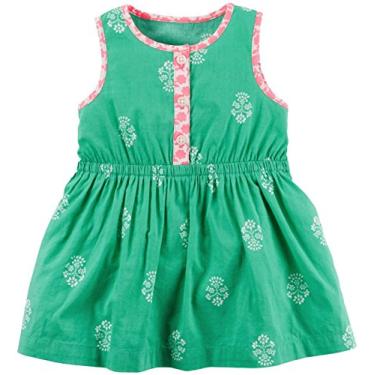 Imagem de Carter's Vestido para bebês meninas verde com acabamento rosa, Turquesa, 12 Meses