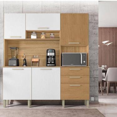 Imagem de Cozinha Ambiente Ferrara 6 Portas E 2 Gavetas Freijó Supremo Ripado - Kits Paraná