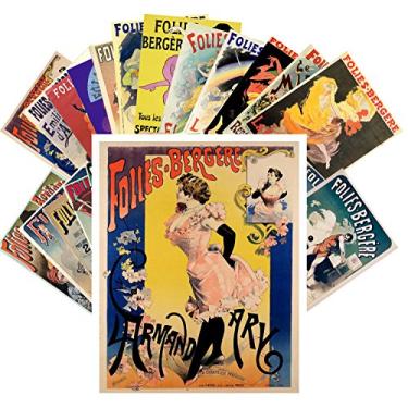 Imagem de Pixiluv Cartazes vintage 24 peças Folies Bergere Vintage Cabaré Show Cartazes Art Déco