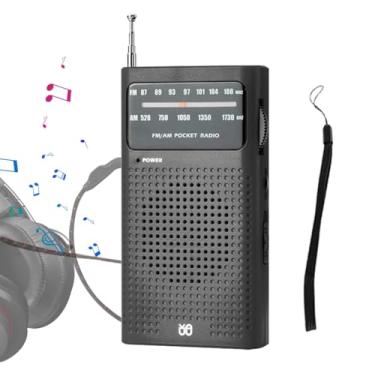 Imagem de Rádio portátil AM FM com antena telescópica, rádio com alto-falante, conector de fone de ouvido, operado por pilhas 2AA para recepção de longo alcance, rádio de bolso (Preto)