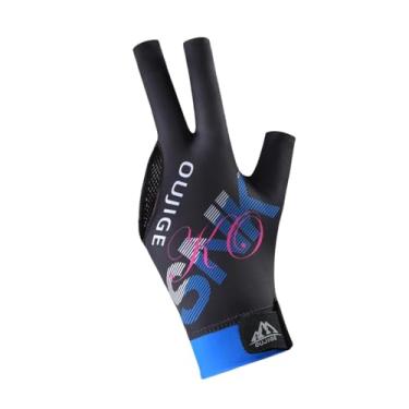 Imagem de Vaveren Luva de bilhar de 3 dedos Luva de sinuca profissional para adultos Luva antiderrapante Luva esportiva portátil para taco de sinuca com três dedos, Preto Azul