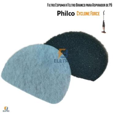 Imagem de Filtro Espumado Cinza e de Feltro branco do Aspirador de Pó Philco Cyc
