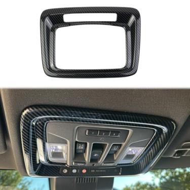 Imagem de Fewshaw Tampa da lâmpada de leitura de teto interior de fibra de carbono acessórios de acabamento para Chevy Silverado 1500/GMC Sierra 1500 2019-2023 para 2020-2024 Sierra/Silverado 2500 3500 HD