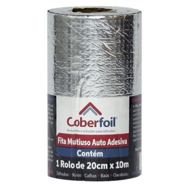 Imagem de Fita Manta Asfáltica Adesiva Multiuso Metalizada 20cmx10m Auto Colante Vedação para Telhados Calhas Rufos Alta Resistência e Durabilidade Vazamentos Vedação Refletiva Aluminizada