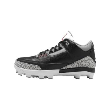 Imagem de Chuteira de beisebol masculina Jordan 3 Retro MCS (FZ8627-001, preto/cinza cimento/branco/vermelho-fogo) tamanho 42