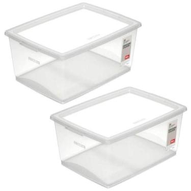 Imagem de Kit 2 Caixas Organizadoras com Tampa 30L Click Cesto Plástic - Ordene