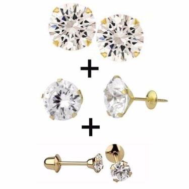 Imagem de Brincos 5 E 4mm Ouro 18k 750 Ponto De Luz Cálice - RD Magazine