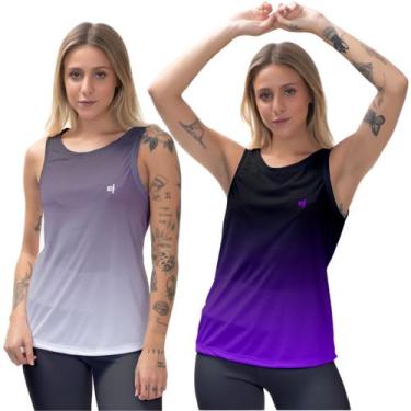 Imagem de Kit 2 Camiseta Feminina Regata Cavada Térmica Slim Esportiva Caminhada