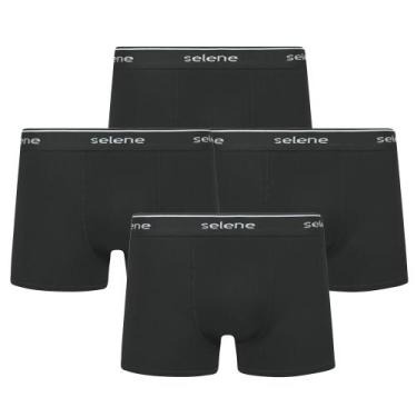 Imagem de Kit 4 Cueca Selene Masculina Algodão Plus Size Boxer Box, Preto, X2