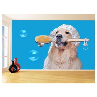 Imagem de Papel De Parede Animal Cão Petshop Banho Tosa 3,5M Anm379 - Você Decor