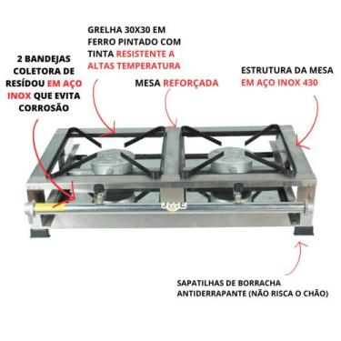 Imagem de Fogão 100% Inox Mesa 2 Bocas Alta Pressão - JME METAL