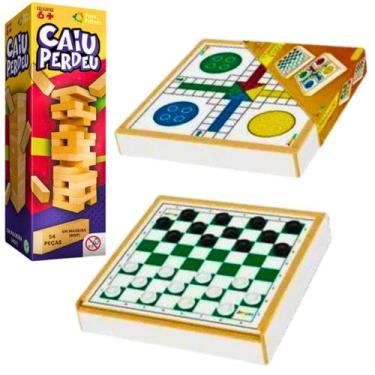 Imagem de Jogos de Estratégia Em Madeira Dama e Ludo Com Caiu Perdeu  - Pais e F