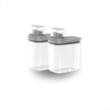 Imagem de Kit 2 Dispenser Organizador Lavanderia 1,5 L Multiuso Cinza - Ou