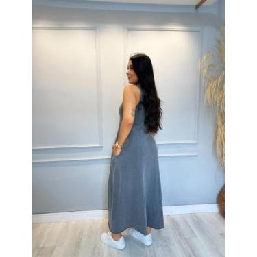 Imagem de Vestido Regata Longo com bolsos  em malha Estonada - VESTESUL, Chumbo 