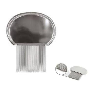 Imagem de Pente Fino Aço Extrator De Lêndeas E Piolho Com Ranhuras - Supermedy