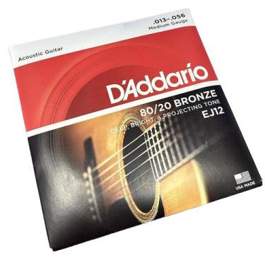 Imagem de Encordoamento Aço 013 média Violão Daddario EJ12 Bronze 80/20 - D'Adda