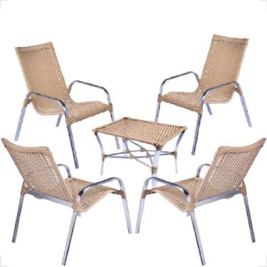 Imagem de Conjunto 4 Cadeiras e Mesa de Centro Alumínio Para Área Externa Fortal