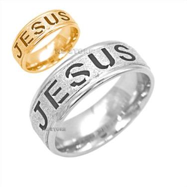 Imagem de Anel Jesus Vazado Anti Alérgico Grosso Não Descasca Religioso Cristão 