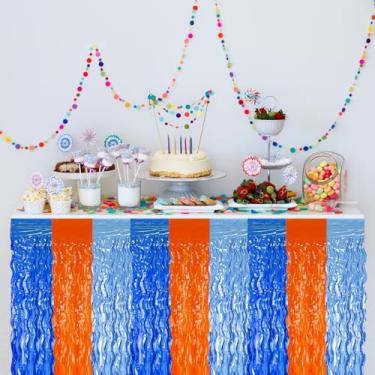 Imagem de Bouiexye Pacote com 2 saias de mesa com franja de alumínio de 75 x 272 cm, saias de mesa descartáveis para cortinas de mesa retangulares pano de fundo desfile de casamento boias de festa de chá de