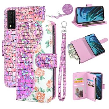 Imagem de Dibosom Capa carteira floral para TCL 30XE/30V/4X/20AX/20A/20R/Bremen 5G com alça de pulso alça de ombro flip zíper bolsa porta-cartão, capa de telefone com suporte para TLC T601DL 30 XE XE5G V 20 AX