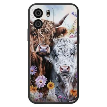 Imagem de RWUTYTIUL Capa para celular Blu View 5 2024 16.7 cm para mulheres e homens, capa protetora ultrafina flexível TPU à prova de choque para Blu View 5 B160V 2024, vaca florida roxa