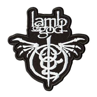 Imagem de Patch Lamb of God - Emblema Rock Band Wrath - Emblema Log Heavy Metal Music Logo - Patch bordado de ferro - Tamanho: 12 x 12,4 cm