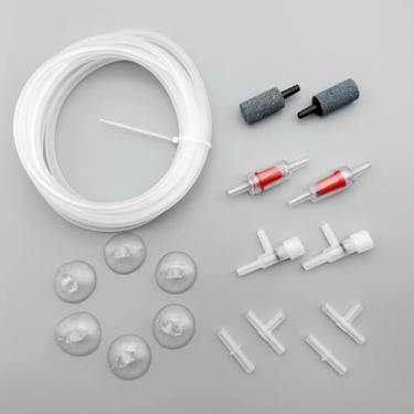 Imagem de OAIDVEUY Tubulação de linha aérea de aquário 3 metros e válvulas de retenção, válvulas de controle de ar, conectores, pedras de ar, ventosas | Acessórios para bomba de ar