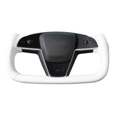 Imagem de MEWANT Capa de volante de carro Tesla Yoke costurada à mão para Tesla Yoke Model S 2021-2023 / Model X 2021-2023 Acessórios de volante para Tesla Yoke