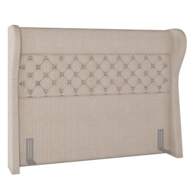 Imagem de Cabeceira Cama Box Casal King 195cm Trinidad P02 Linho Bege Cru - Mpoz