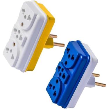 Imagem de Kit 2 Adaptadores Tomada Benjamim T Com 3 Entradas Multiplicador de To