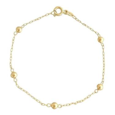 Imagem de Pulseira De Ouro 18k Infantil Bolinha Recém Nascido Bebê - DR Joias